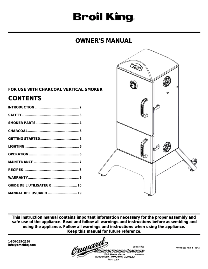 Página 1 del manual Manual de usuario Broil King 923610