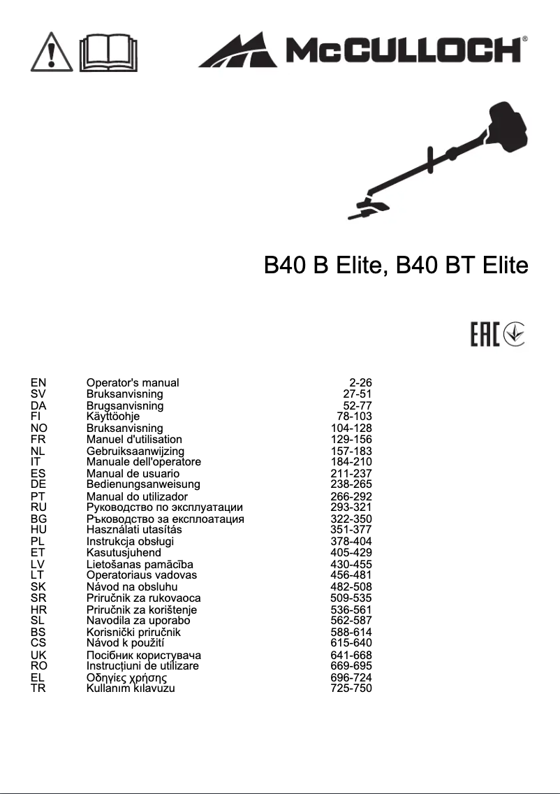 Page 1 de la notice Manuel utilisateur McCulloch CS 360