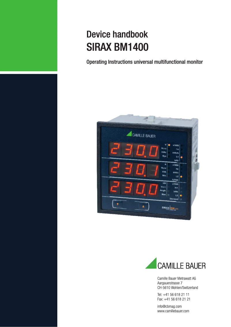 Page 1 de la notice Manuel utilisateur Camille Bauer SIRAX BM1400