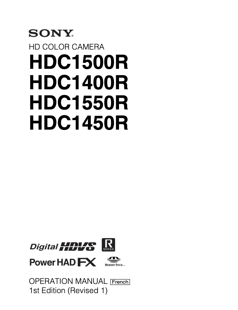 Página 1 del manual Manual de usuario Sony HDC-1450R