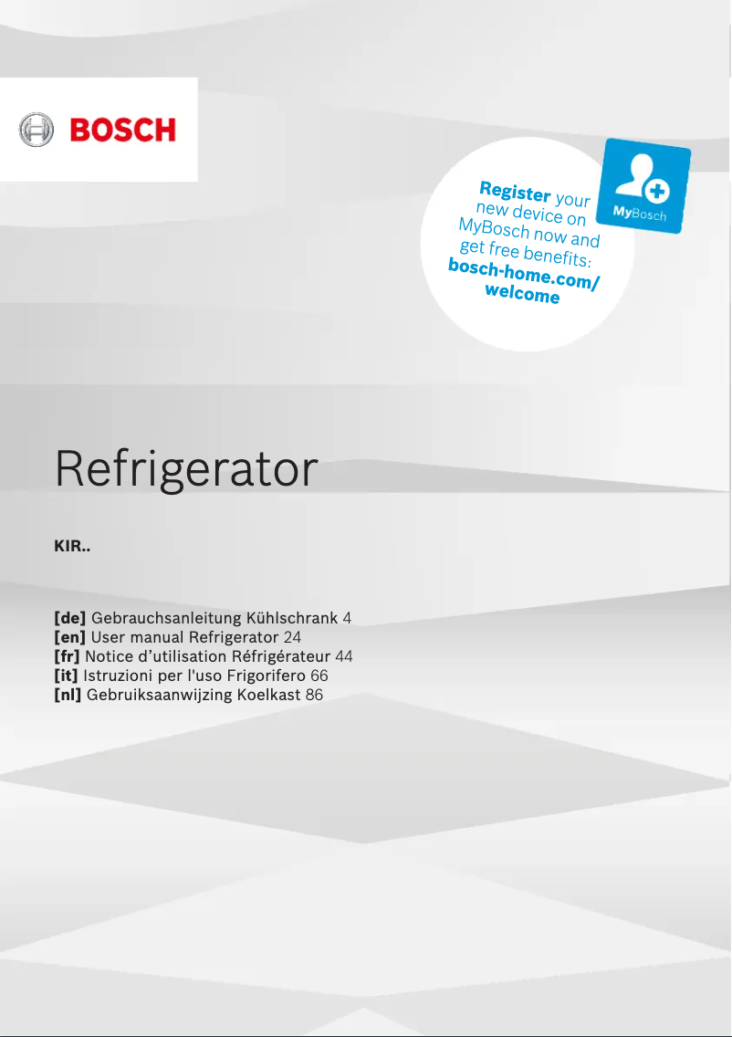 Page 1 de la notice Manuel utilisateur Bosch KIR24EFF0