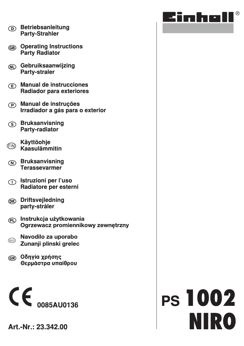 Image de la première page du manuel de l'appareil PS 1002 Niro