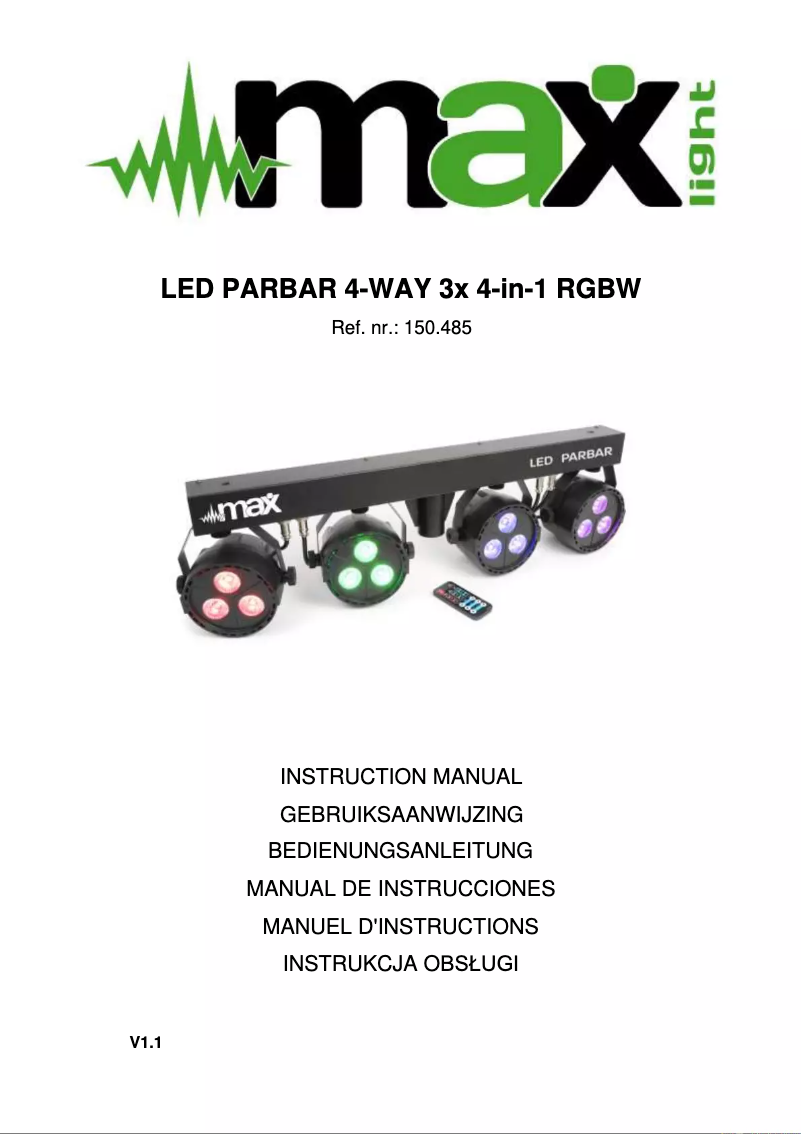 Page 1 de la notice Manuel utilisateur MAX Led Parbar