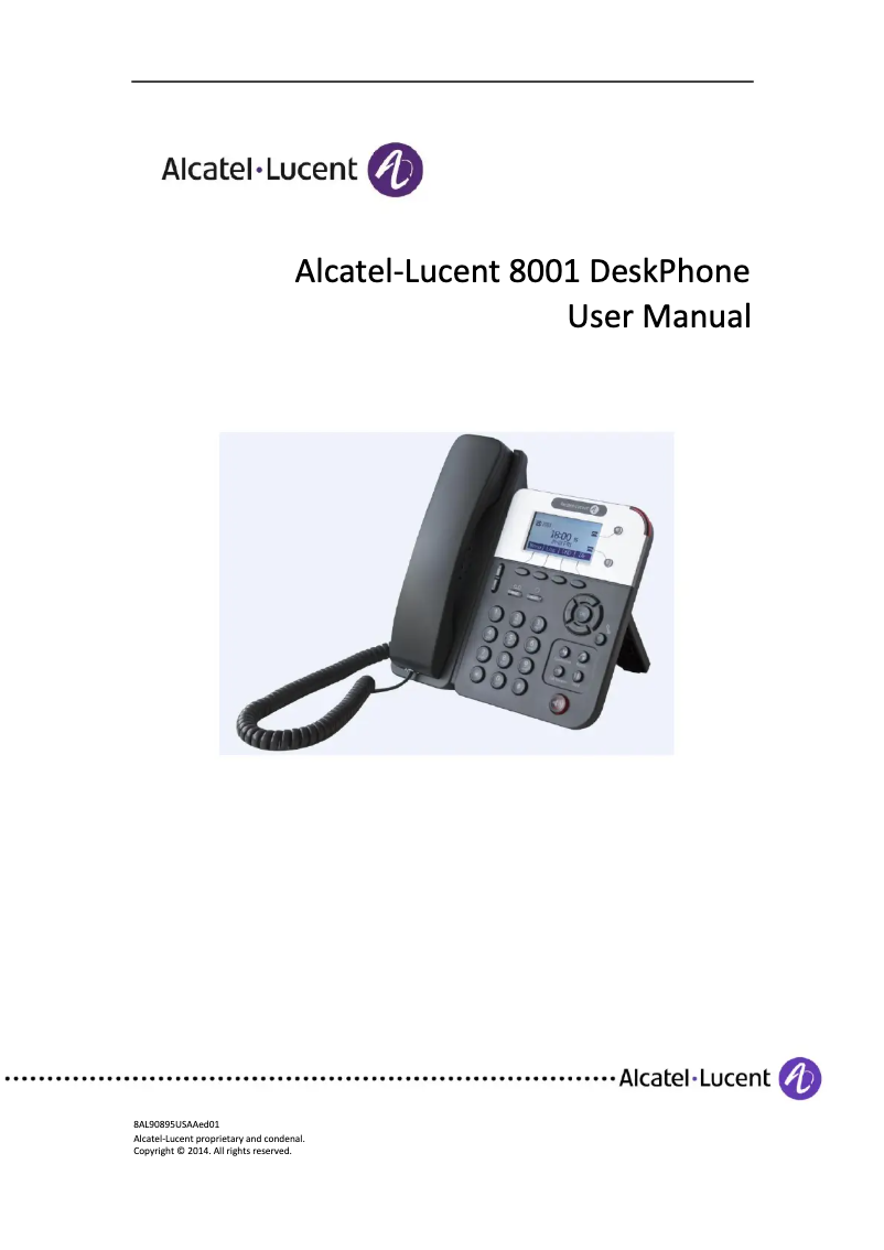 Page 1 de la notice Manuel utilisateur Alcatel DeskPhone 8001