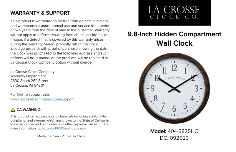 Page 1 de la notice Manuel utilisateur La Crosse Technology 404-3825HC