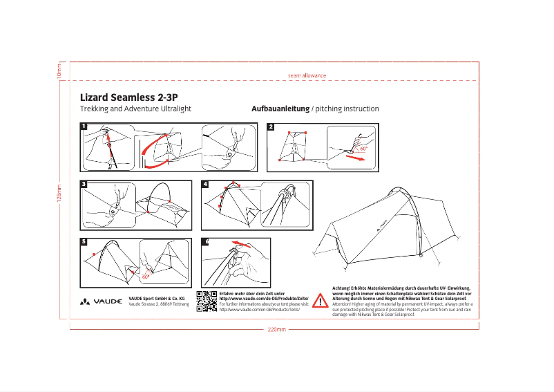 Page 1 de la notice Manuel utilisateur Vaude Lizard Seamless 2-3P