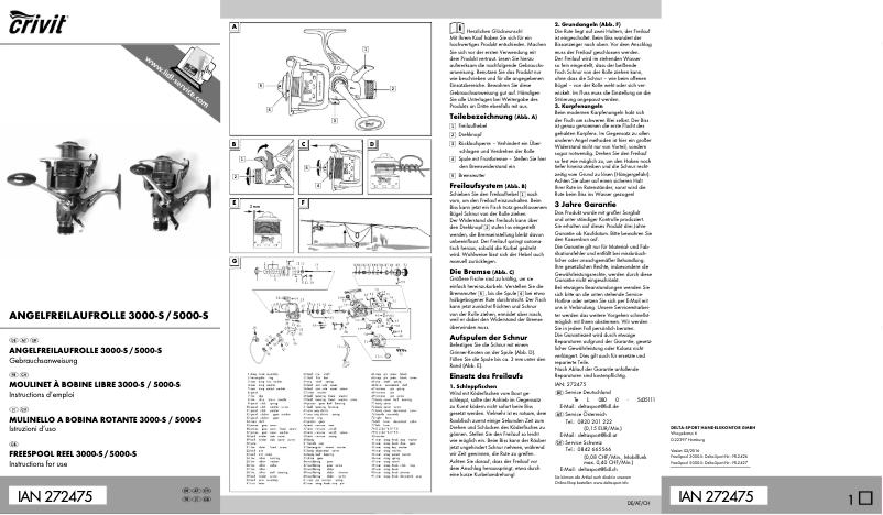 Page 1 de la notice Manuel utilisateur Crivit IAN 272475