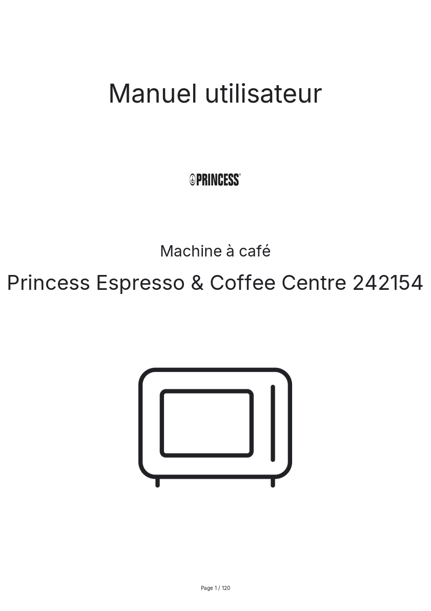Page n°1 - Manuel utilisateur Princess Espresso & Coffee Centre 242154