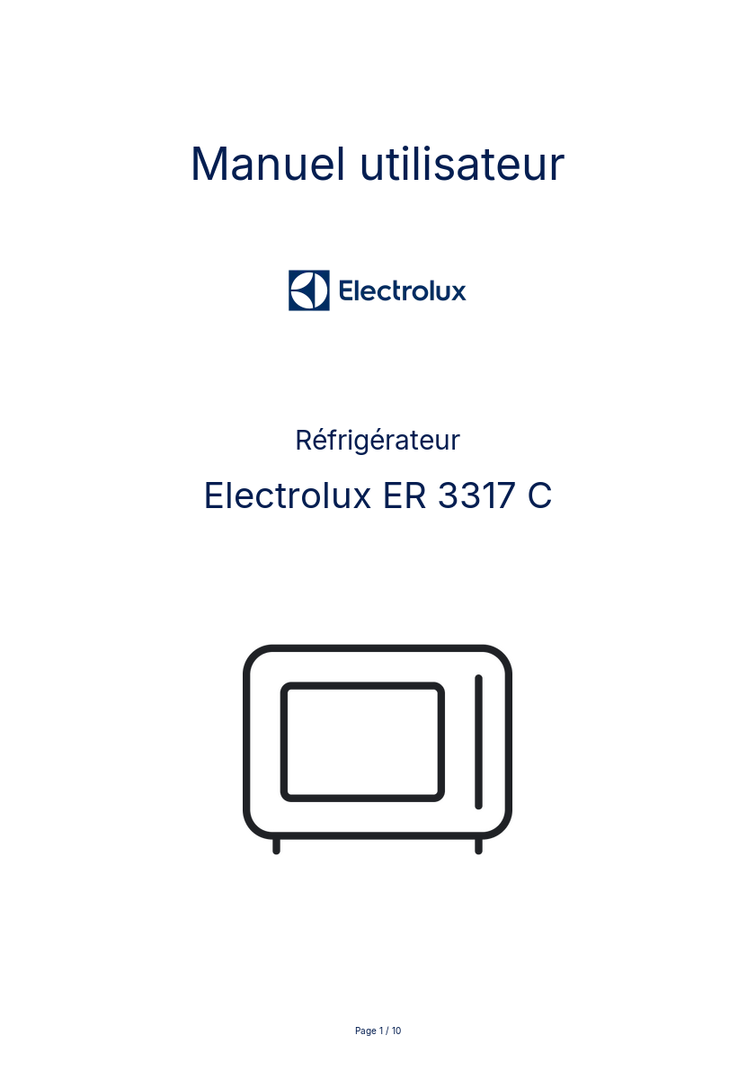 Page n°1 - Manuel utilisateur Electrolux ER 3317 C