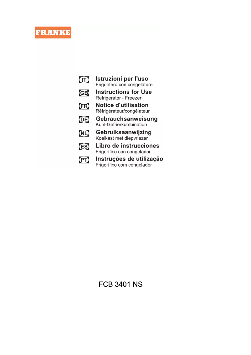 Page n°1 - Manuel utilisateur Franke FCB 3401 NS XS