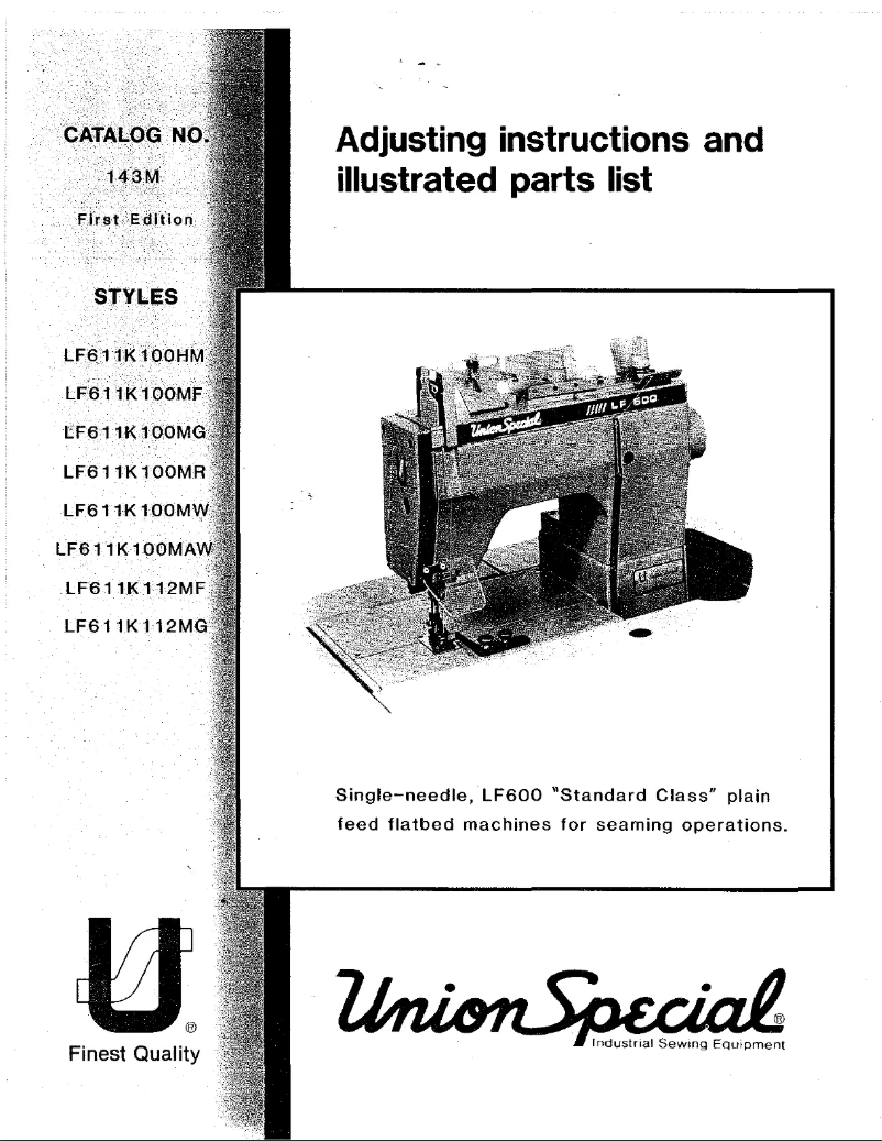 Page 1 de la notice Manuel utilisateur Union Special LF611K100MF