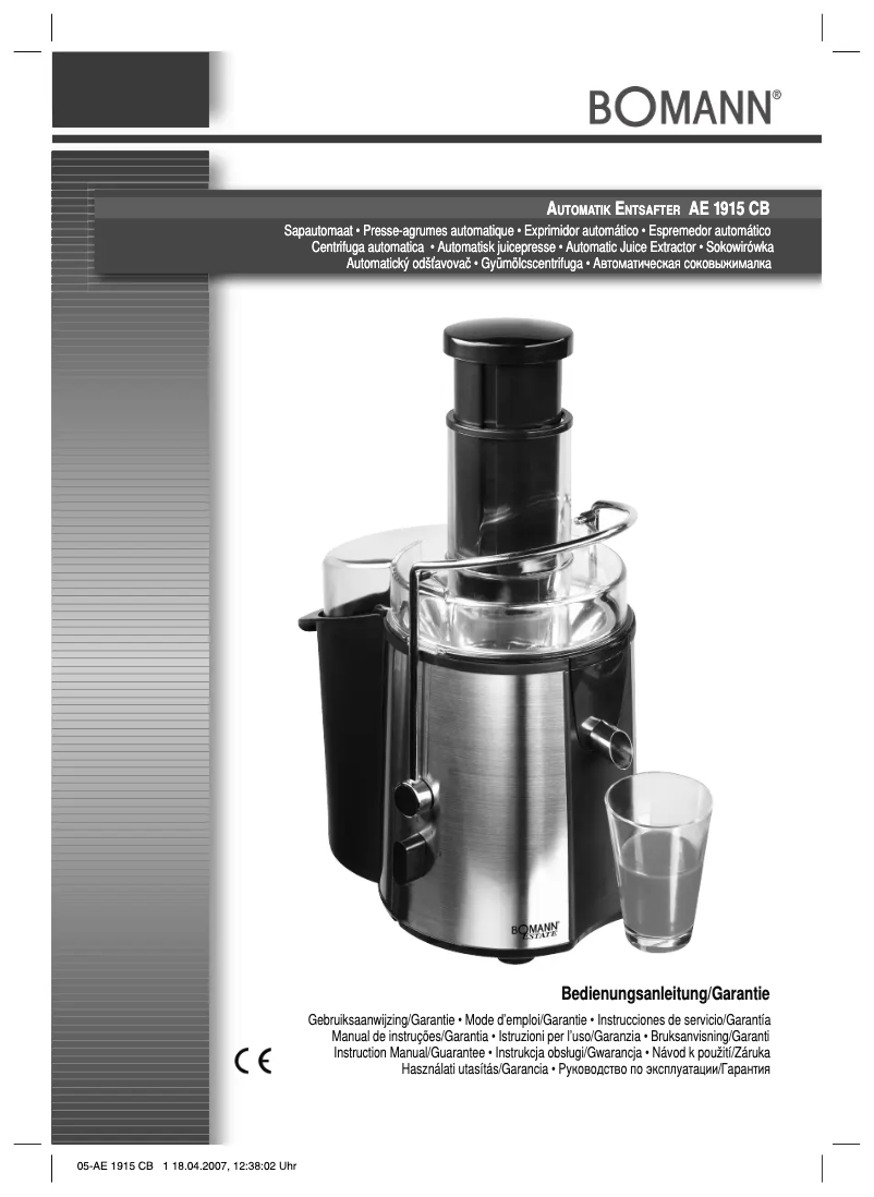 Image de la première page du manuel de l'appareil AE 1915 CB