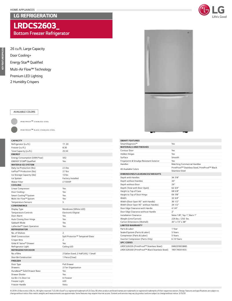 Image de la première page du manuel de l'appareil LRDCS2603D