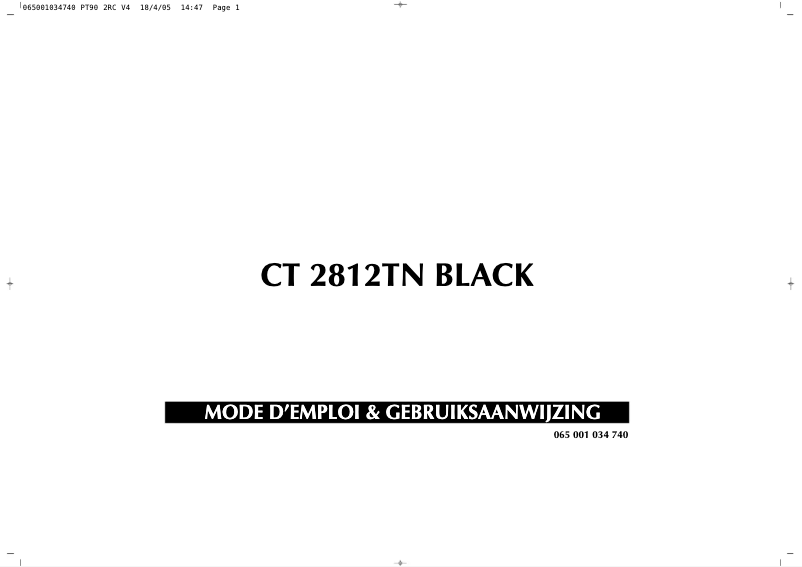 Page n°1 - Manuel utilisateur Finlux CT2812TN Black