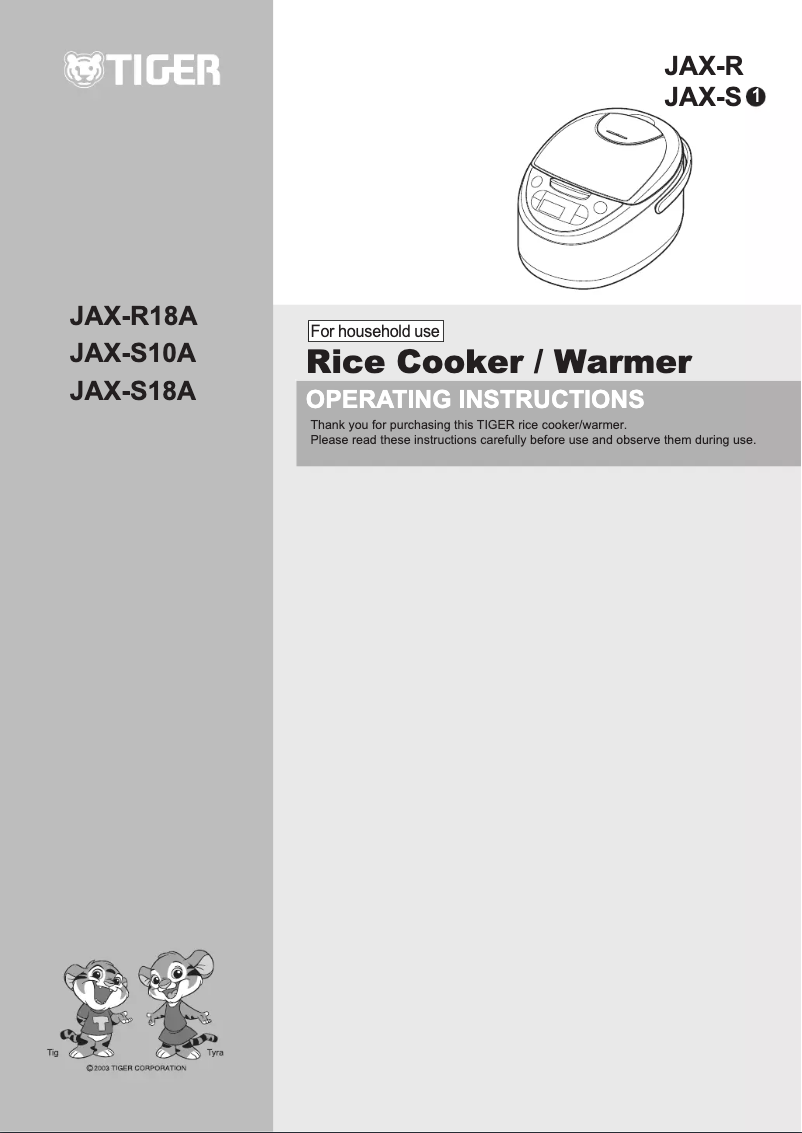Page 1 de la notice Manuel utilisateur Tiger JAX-R18A