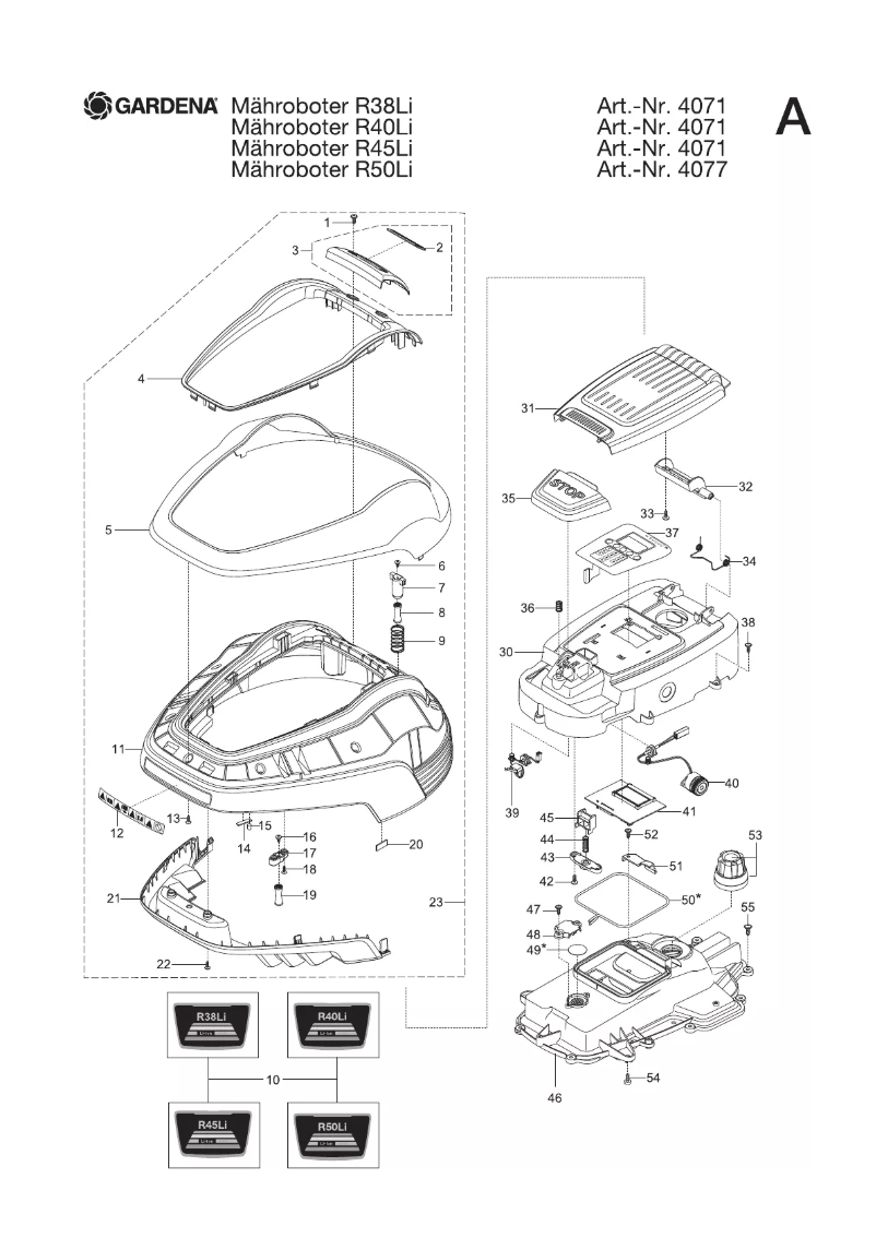 Page 1 de la notice Manuel utilisateur Gardena R38LI