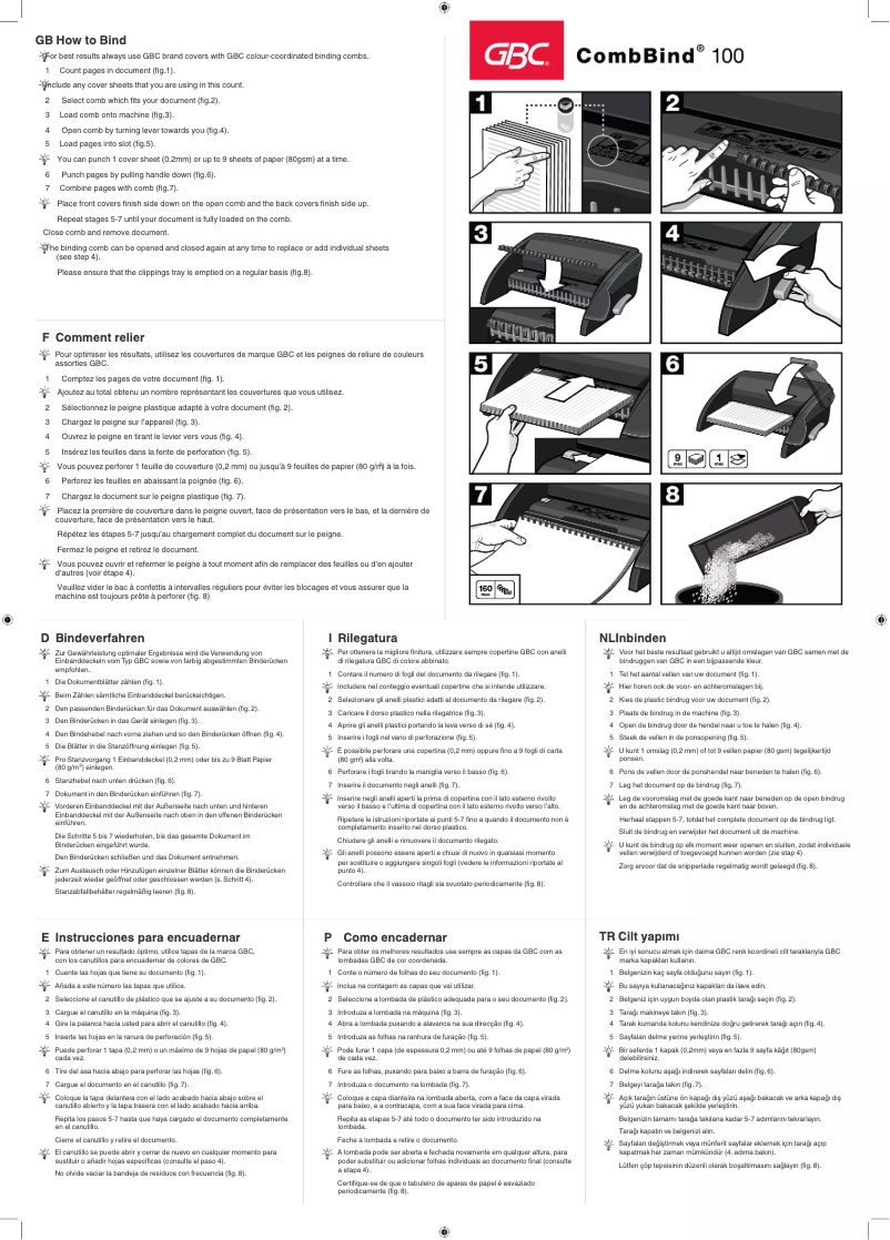 Page n°1 - Manuel utilisateur GBC CombBind C100