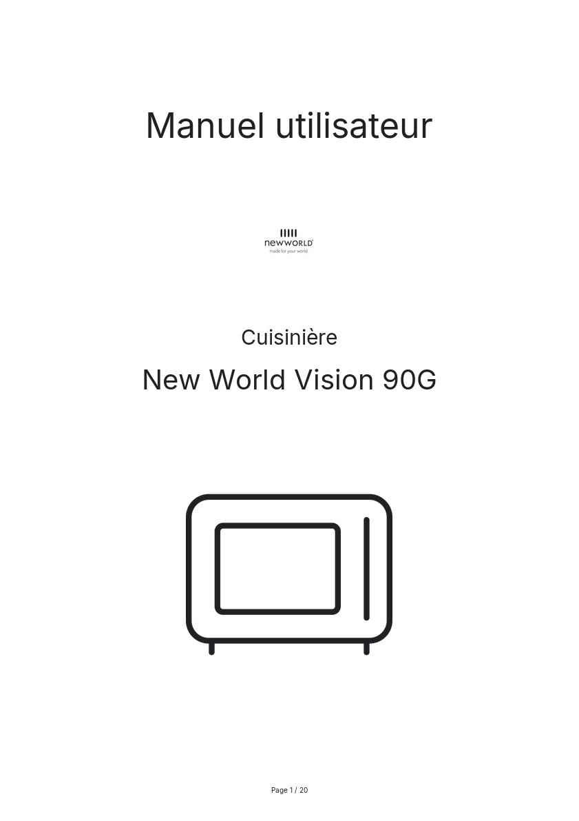 Page n°1 - Manuel utilisateur New World Vision 90G