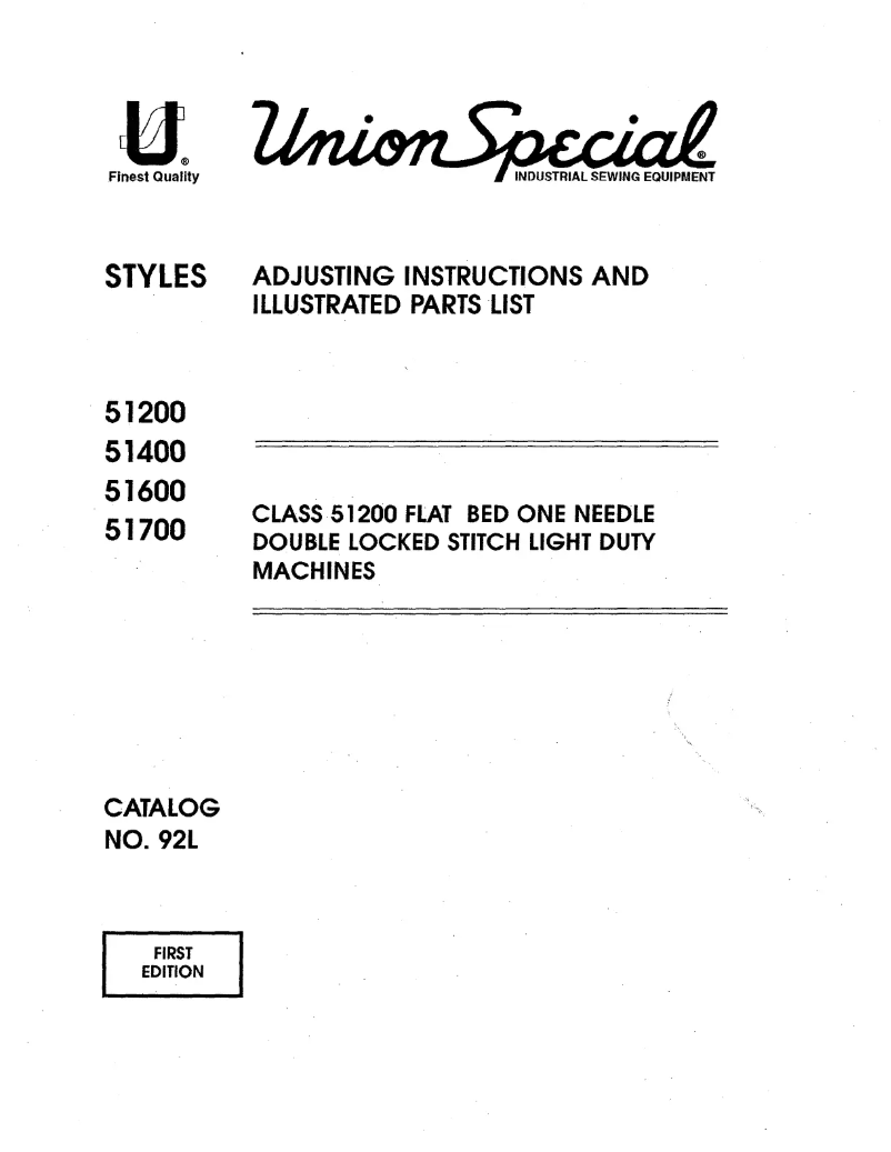 Page 1 de la notice Manuel utilisateur Union Special 51700J