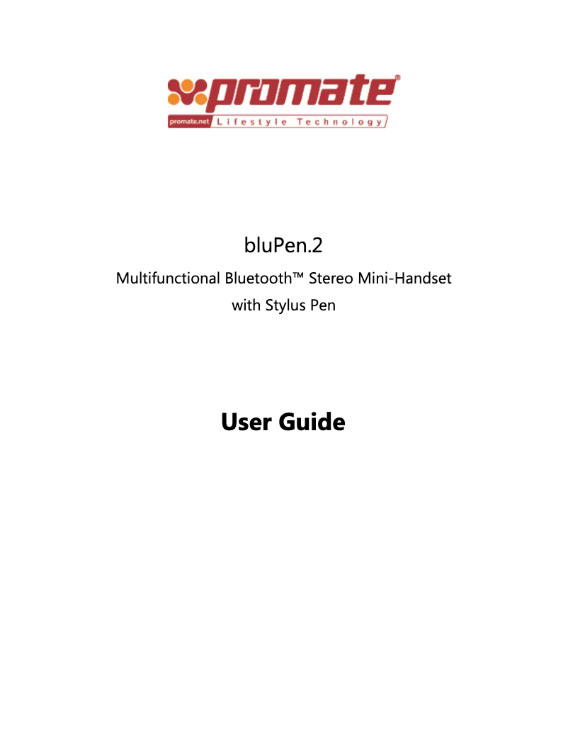 Page n°1 - Manuel utilisateur Promate bluPen.2