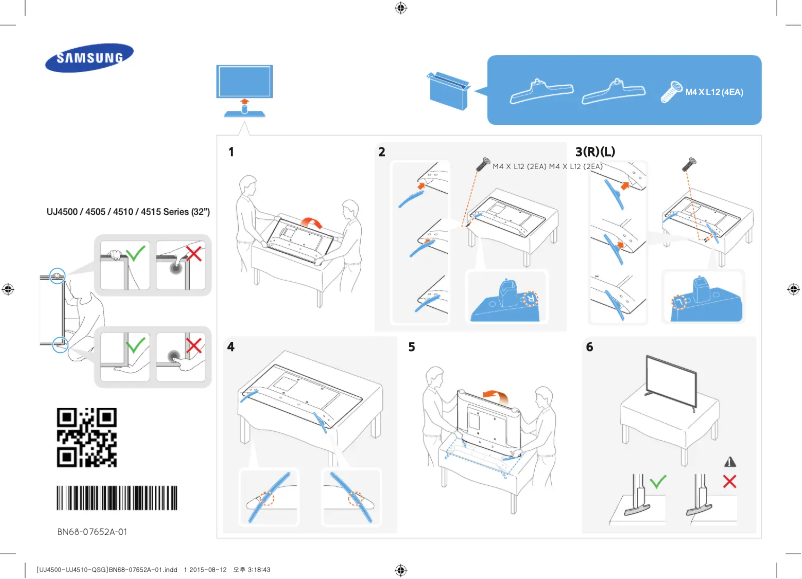 Page n°1 - Guide d'installation Samsung UE32J4500AKXXU