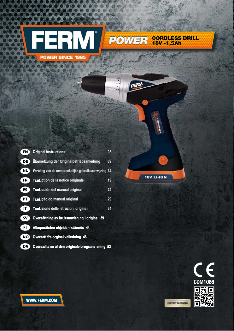 Page 1 de la notice Manuel utilisateur Ferm CDM1086