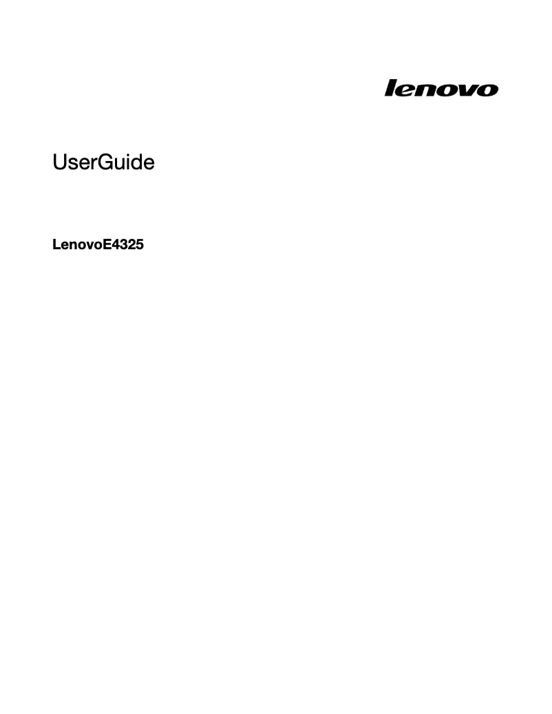 Page n°1 - Manuel utilisateur Lenovo E4325