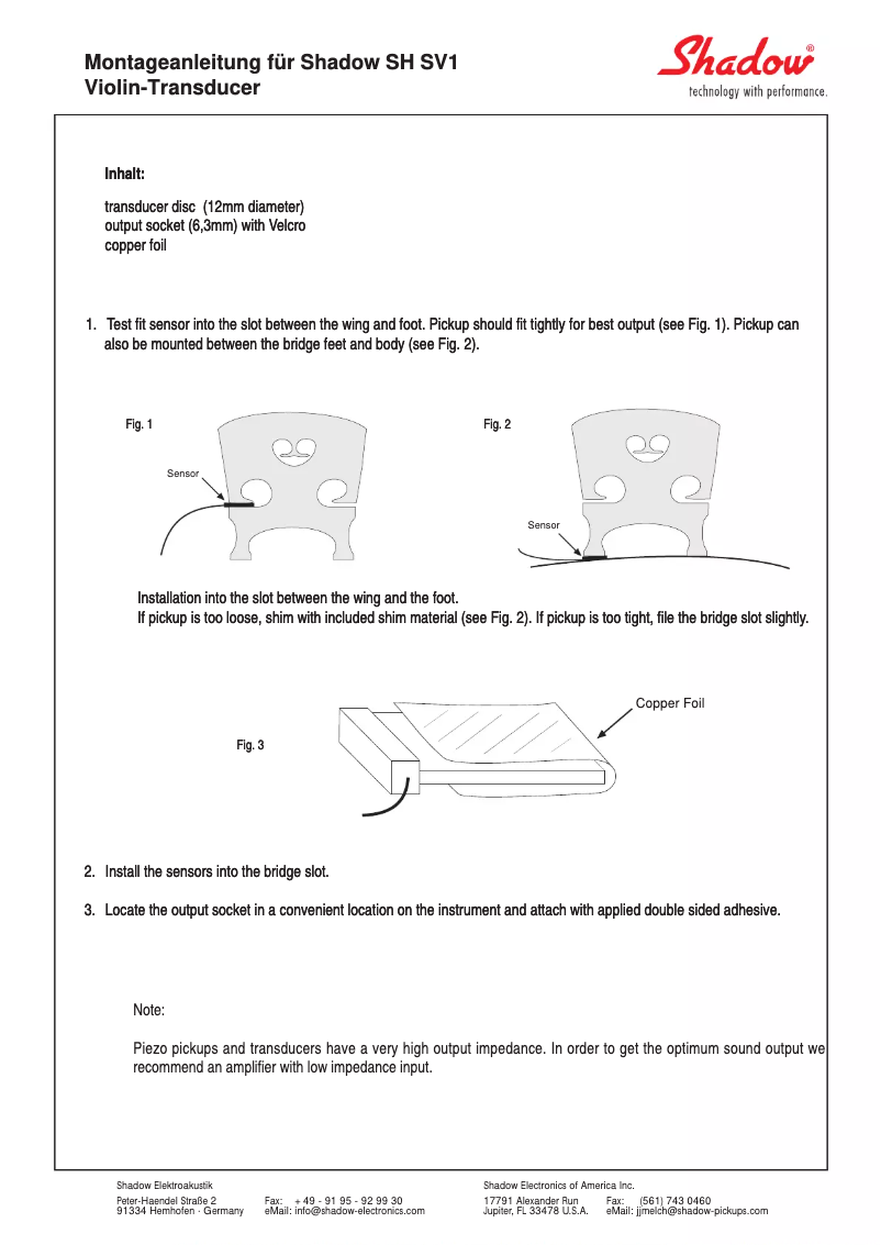 Page n°1 - Manuel utilisateur Shadow SH-SV1