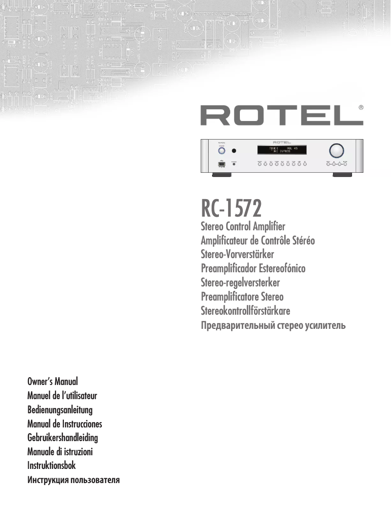 Page 1 of the manual User Manual Rotel RC-1572
