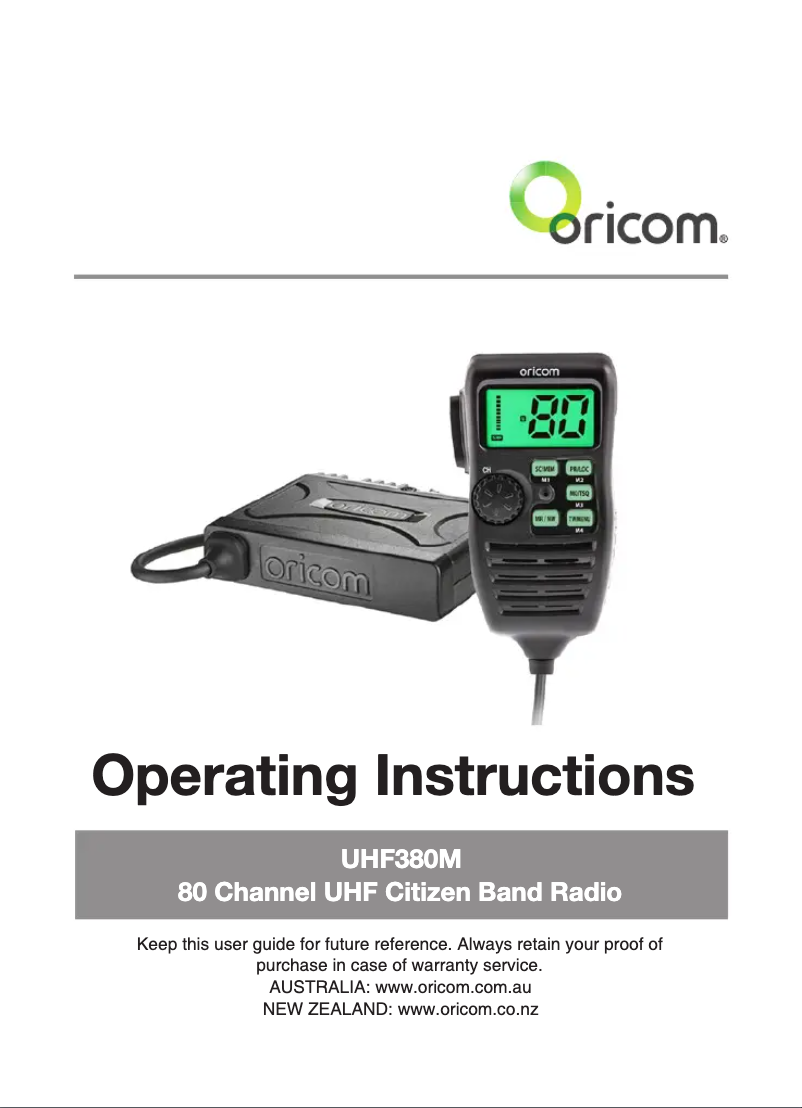 Image de la première page du manuel de l'appareil UHF380M