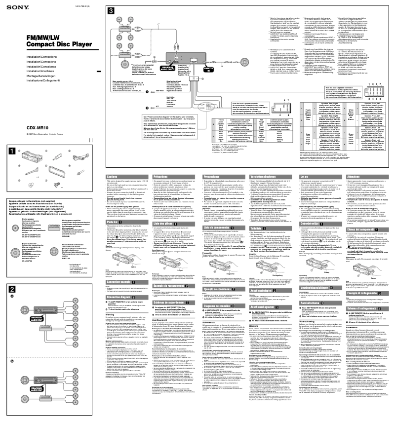 Page 1 de la notice Guide d'installation Sony CDX-MR10