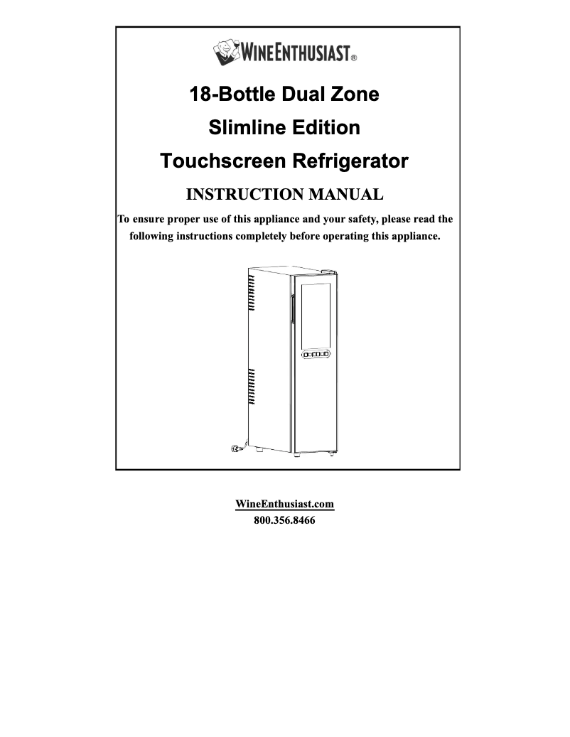 Page n°1 - Manuel utilisateur Wine Enthusiast 272 03 18 05