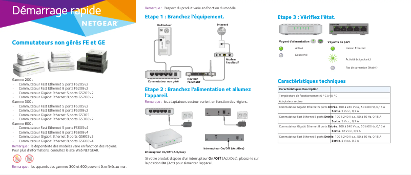 Page n°1 - Guide d'installation Netgear GS305v2