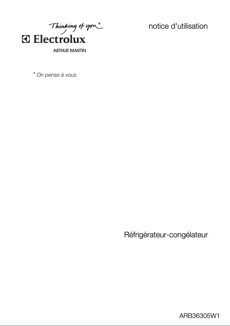 Page 1 de la notice Manuel utilisateur Arthur Martin-Electrolux ARB36305W