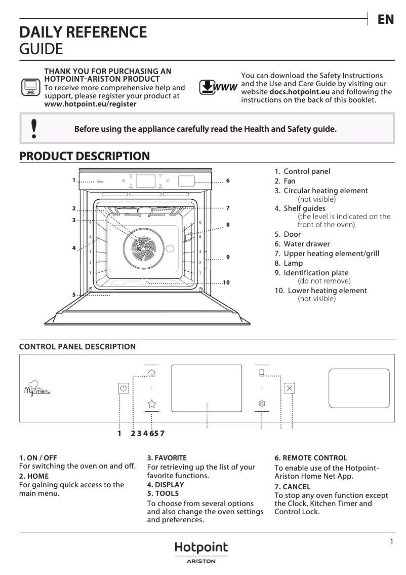 Page 1 de la notice Manuel utilisateur Hotpoint Ariston FI9 P8P2 SH IX HA