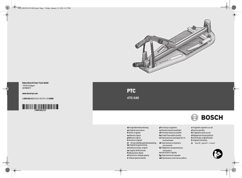 Page 1 de la notice Manuel utilisateur Bosch PTC 470