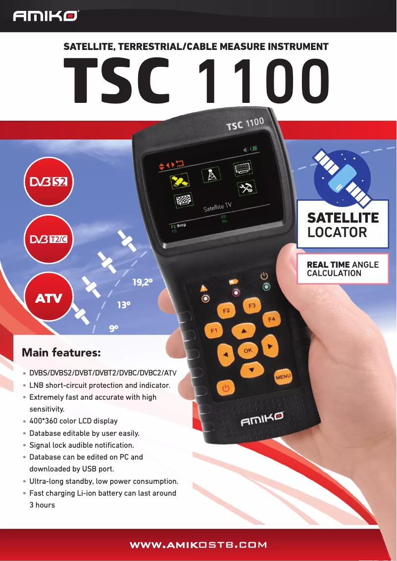 Page 1 de la notice Fiche technique Amiko TSC-1100