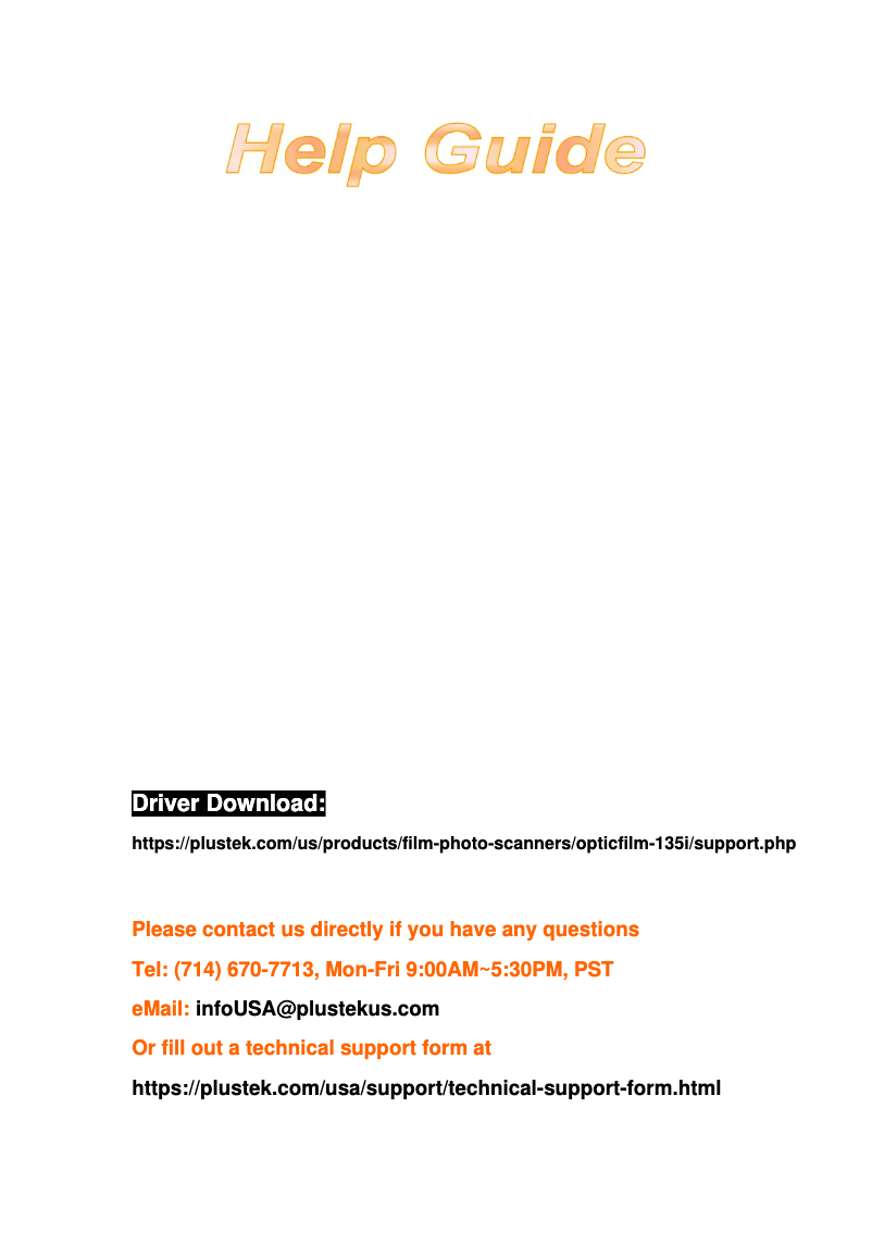 Page 1 de la notice Manuel utilisateur Plustek OpticFilm 135i