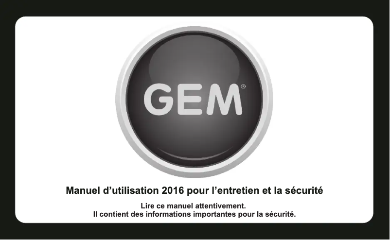Page 1 de la notice Manuel utilisateur GEM eM1400 (2016)