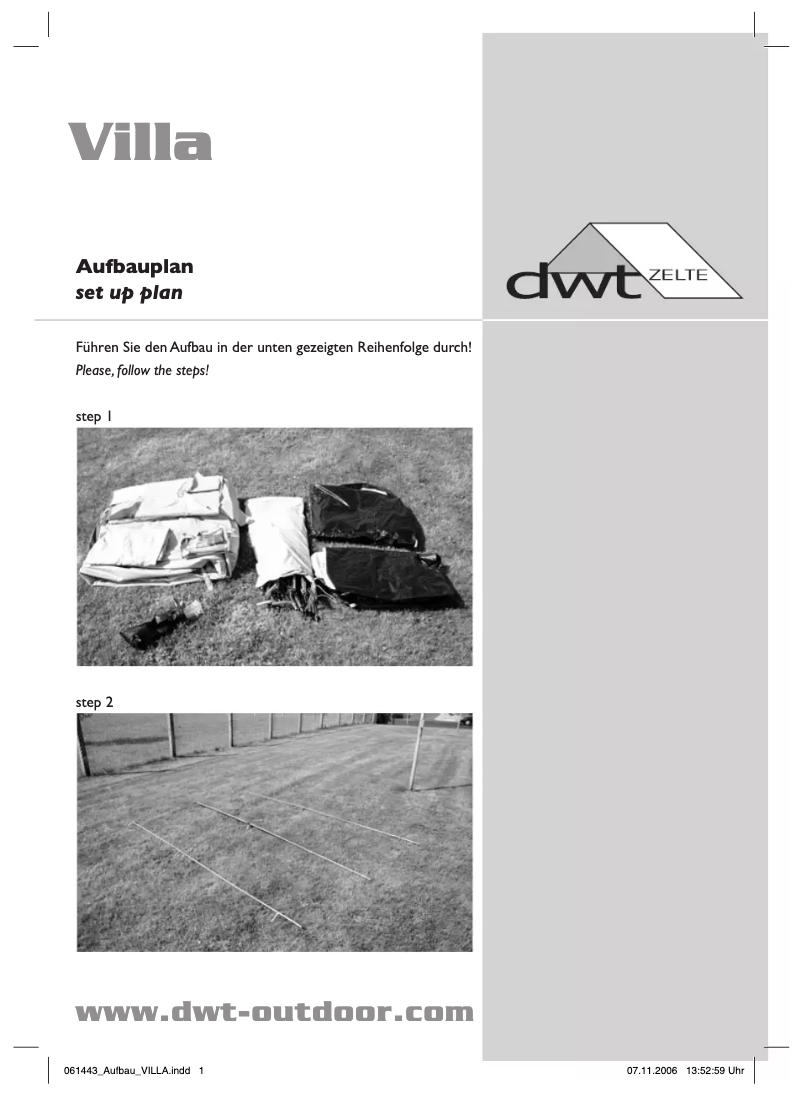 Page 1 de la notice Manuel utilisateur dwt-Zelte Villa