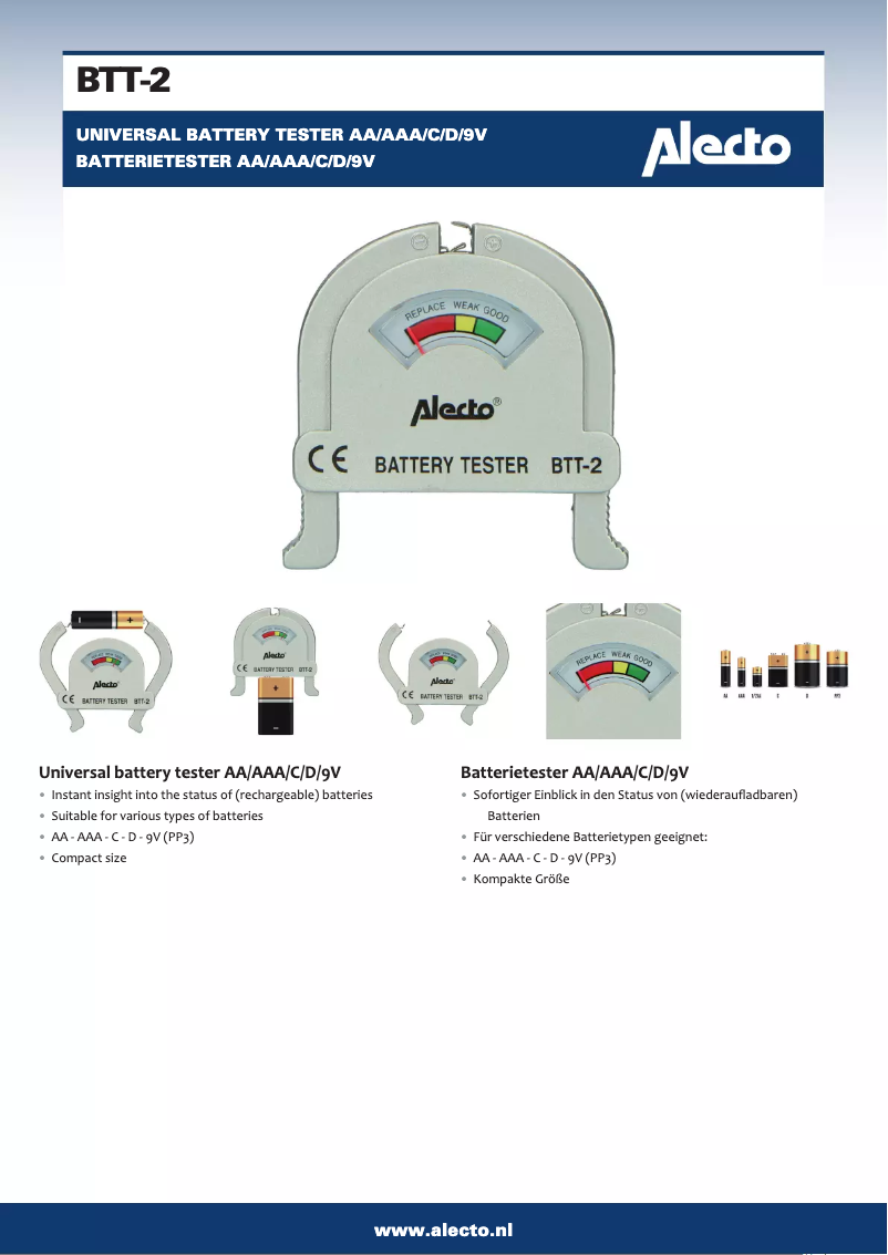 Page 1 de la notice Manuel utilisateur Alecto BTT-2