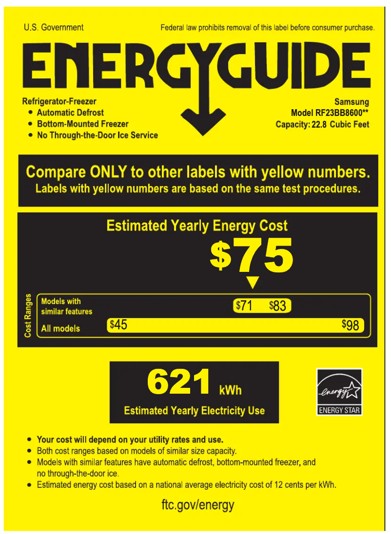 Page n°1 - Label énergétique Samsung RF23BB86004M