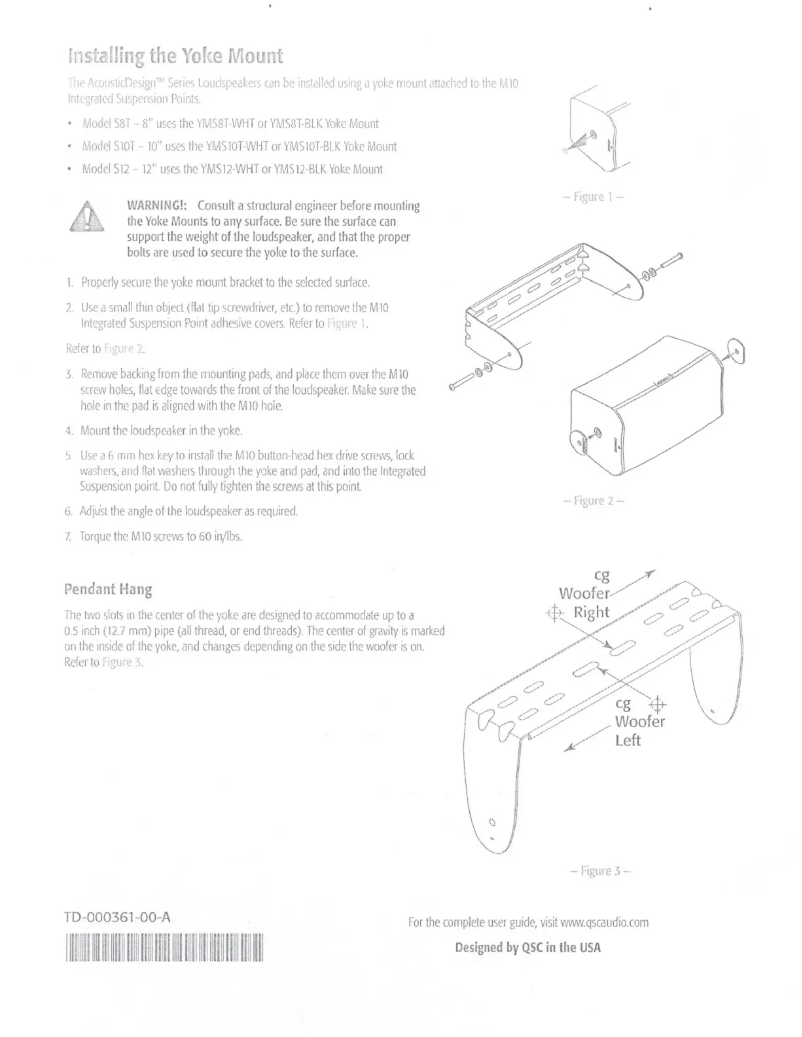 Page 1 de la notice Manuel utilisateur QSC AcousticDesign YS8T
