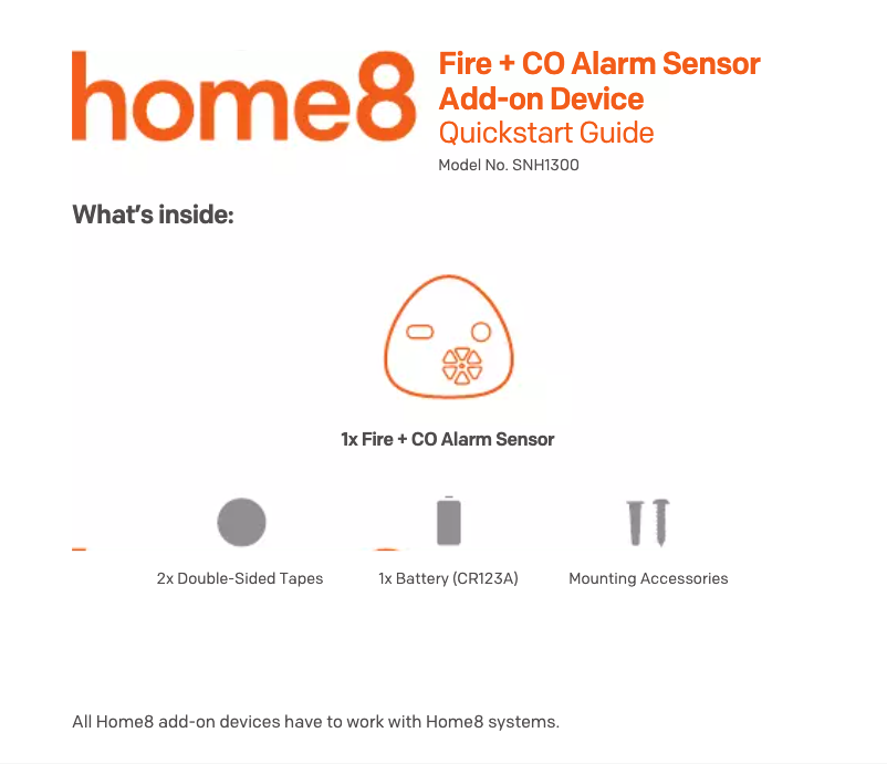 Page n°1 - Manuel utilisateur Home8 SNH1300