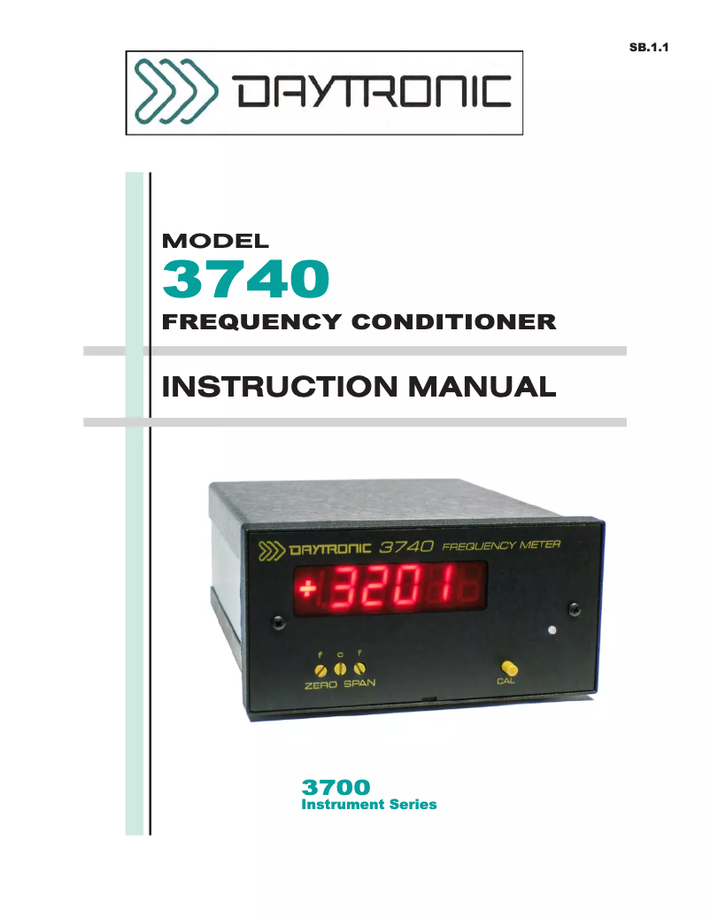 Page n°1 - Manuel utilisateur Daytronic 3740