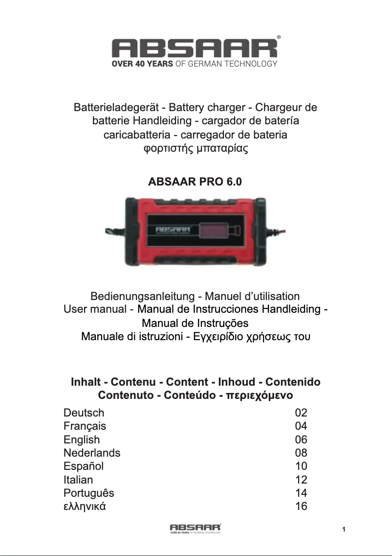 Página 1 del manual Manual de usuario Absaar PRO 6.0