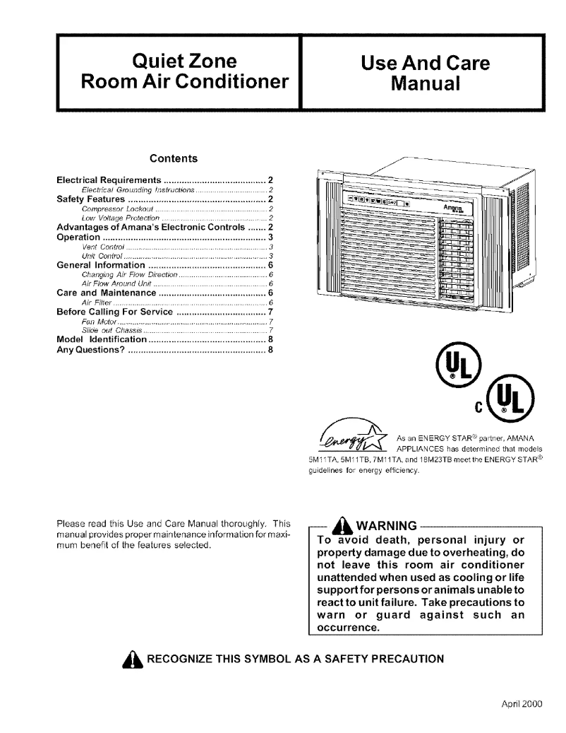 Page n°1 - Manuel utilisateur Amana 18M23TB