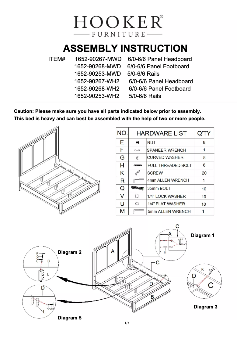 Page n°1 - Manuel utilisateur Hooker 1652-90267-WH2
