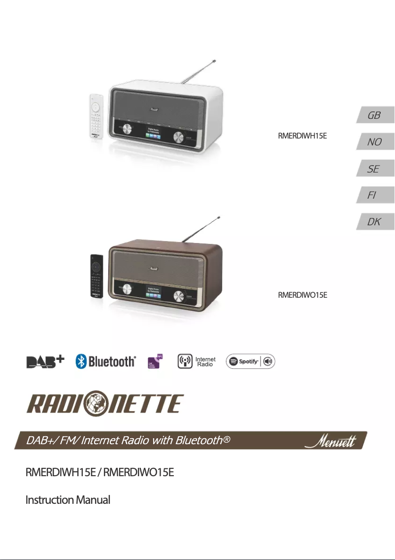 Page 1 de la notice Manuel utilisateur Radionette RMERDIWO15E