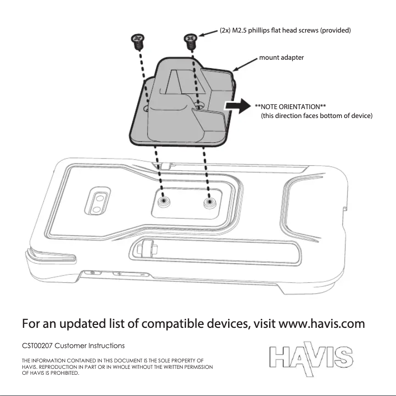 Page 1 de la notice Manuel utilisateur Havis CST00207